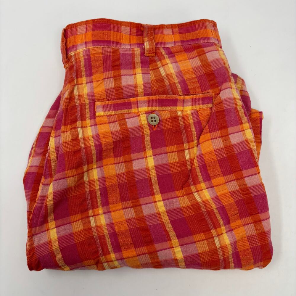 Loudmouth Mens Sz32 Pink Orange Yellow Plaid Made in USA Golf Shorts‎